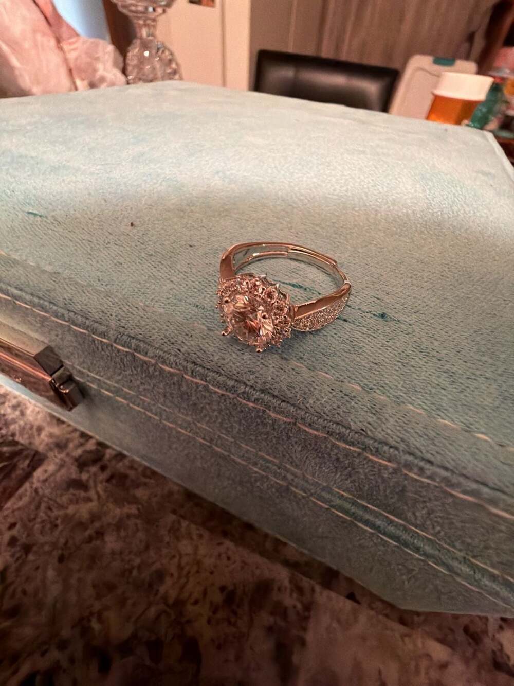 GRA Certified 2.0 Carat Round Cut Moissanite Halo Engagement Ring